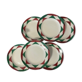 Set of 6 flat plates model Irene from the French manufacture of Sarreguemines and Digoin
