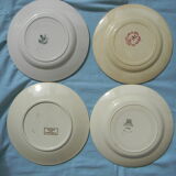 Miscellaneous set of 4 old flat earthenware plates.
