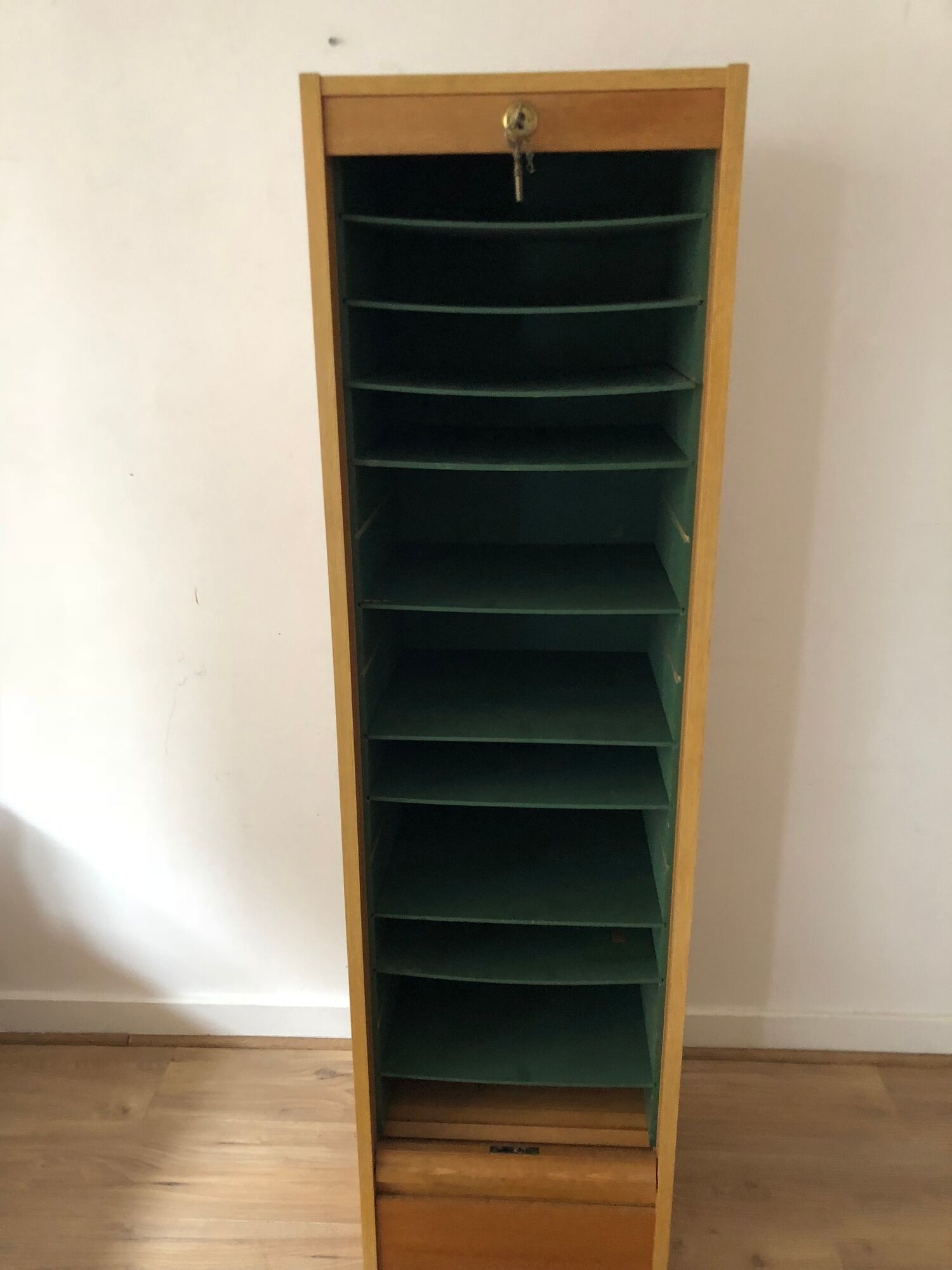 Classeur à rideau vintage en bois année 50/60