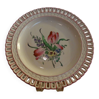 Assiette plate ajourée KG Lunéville modèle réverbère  signée - Ø 25 cm