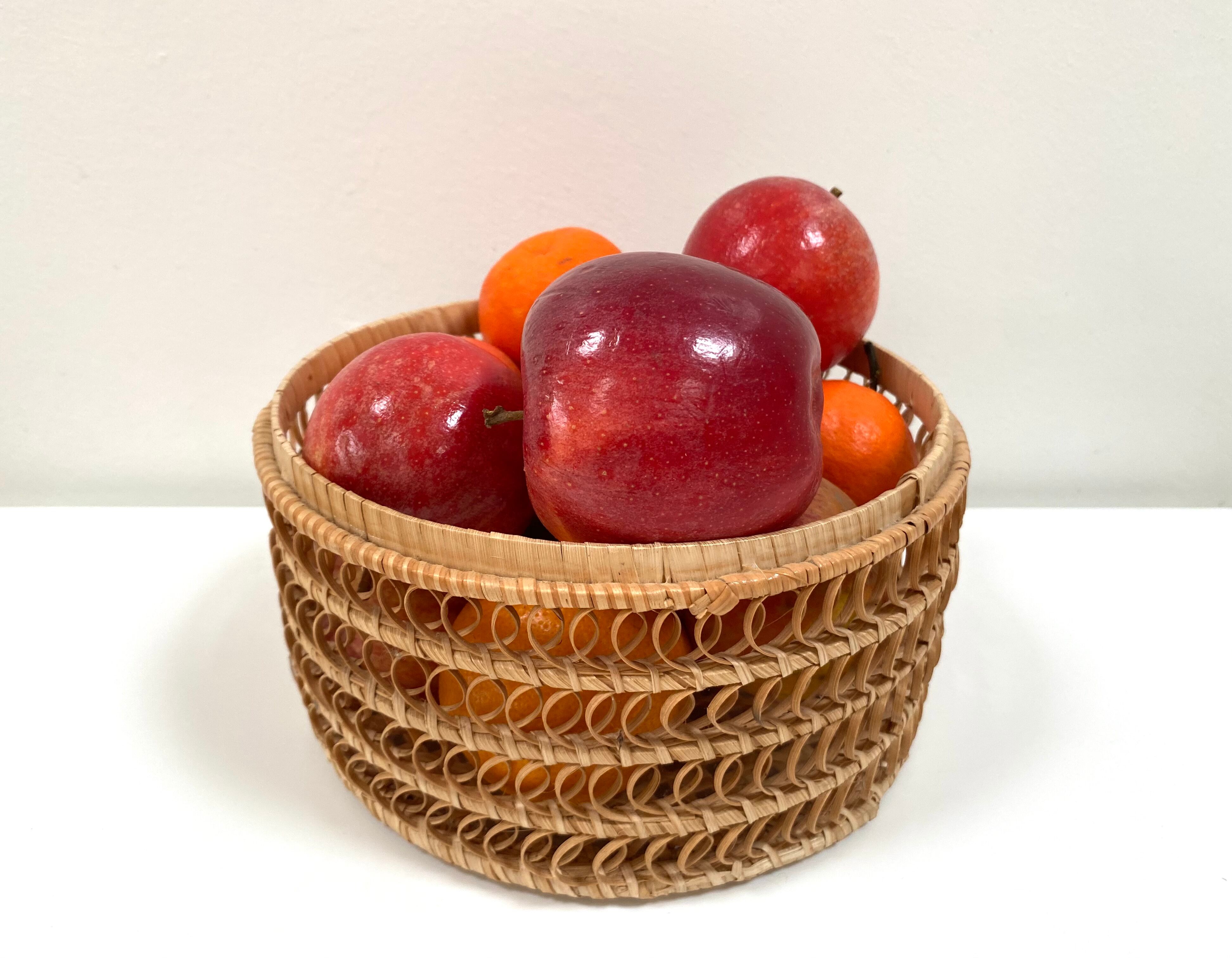 Braided rattan basket from the 70s