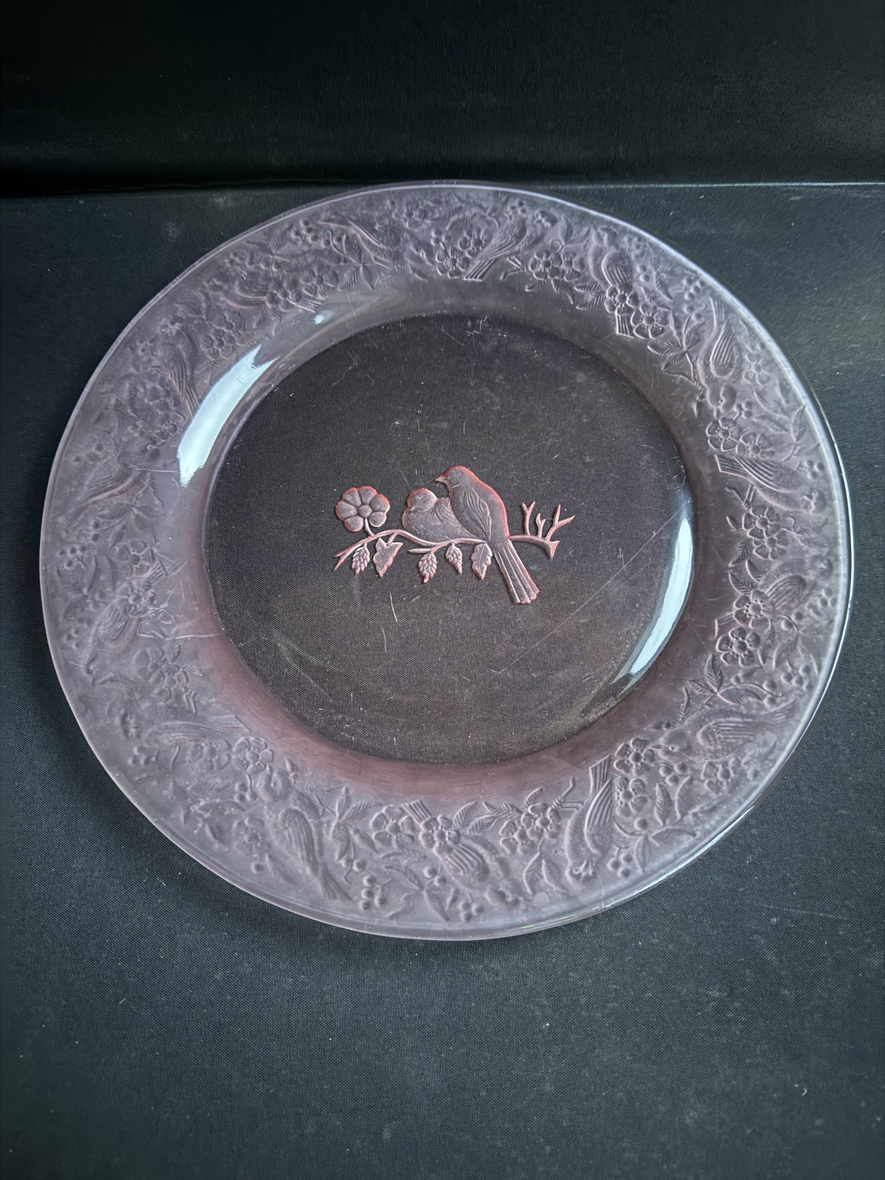 Serving dish – cast pink crystal – sweden