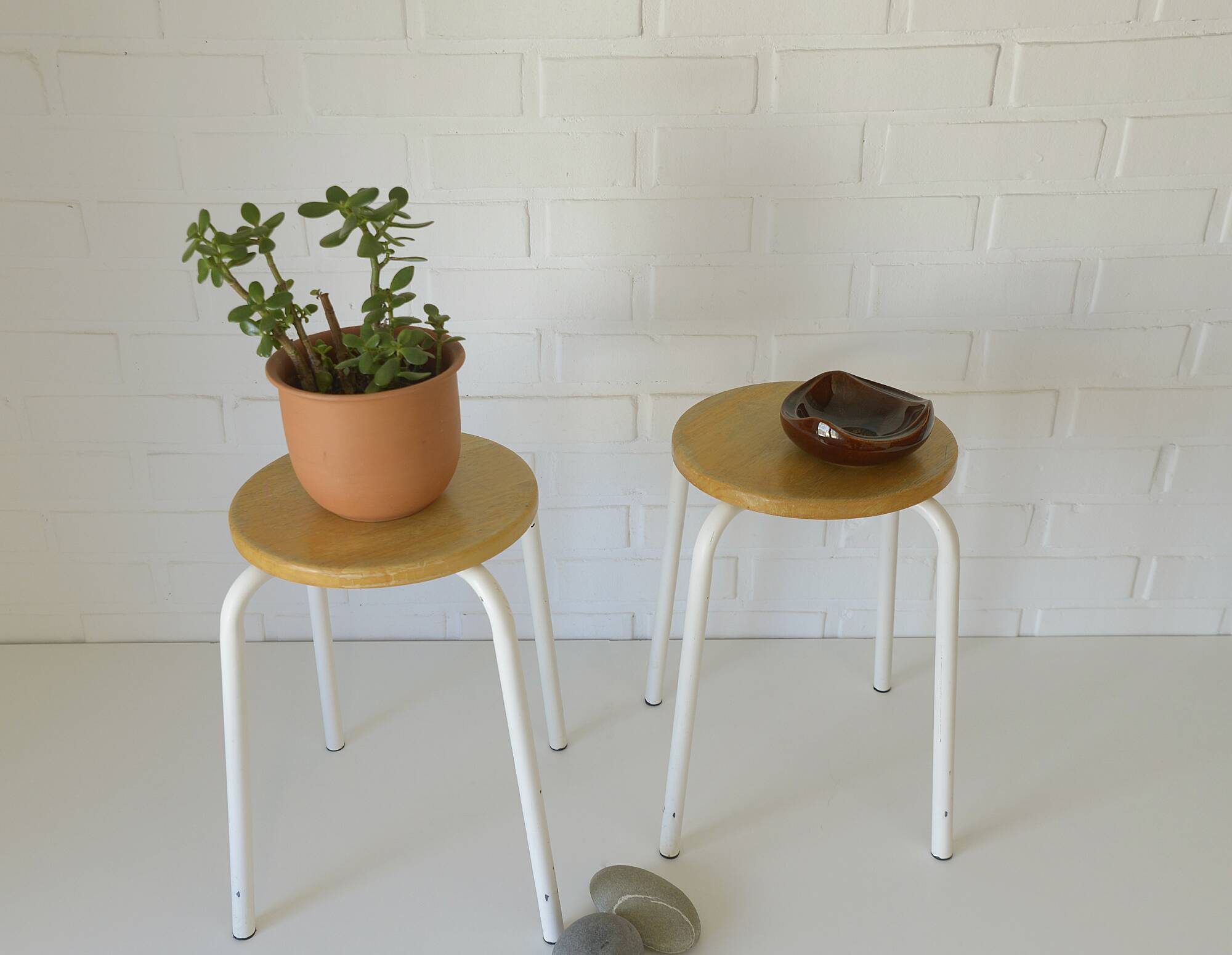 Pair of Vintage Stackable Stools Mid Century Modern Space Age Plant Stand