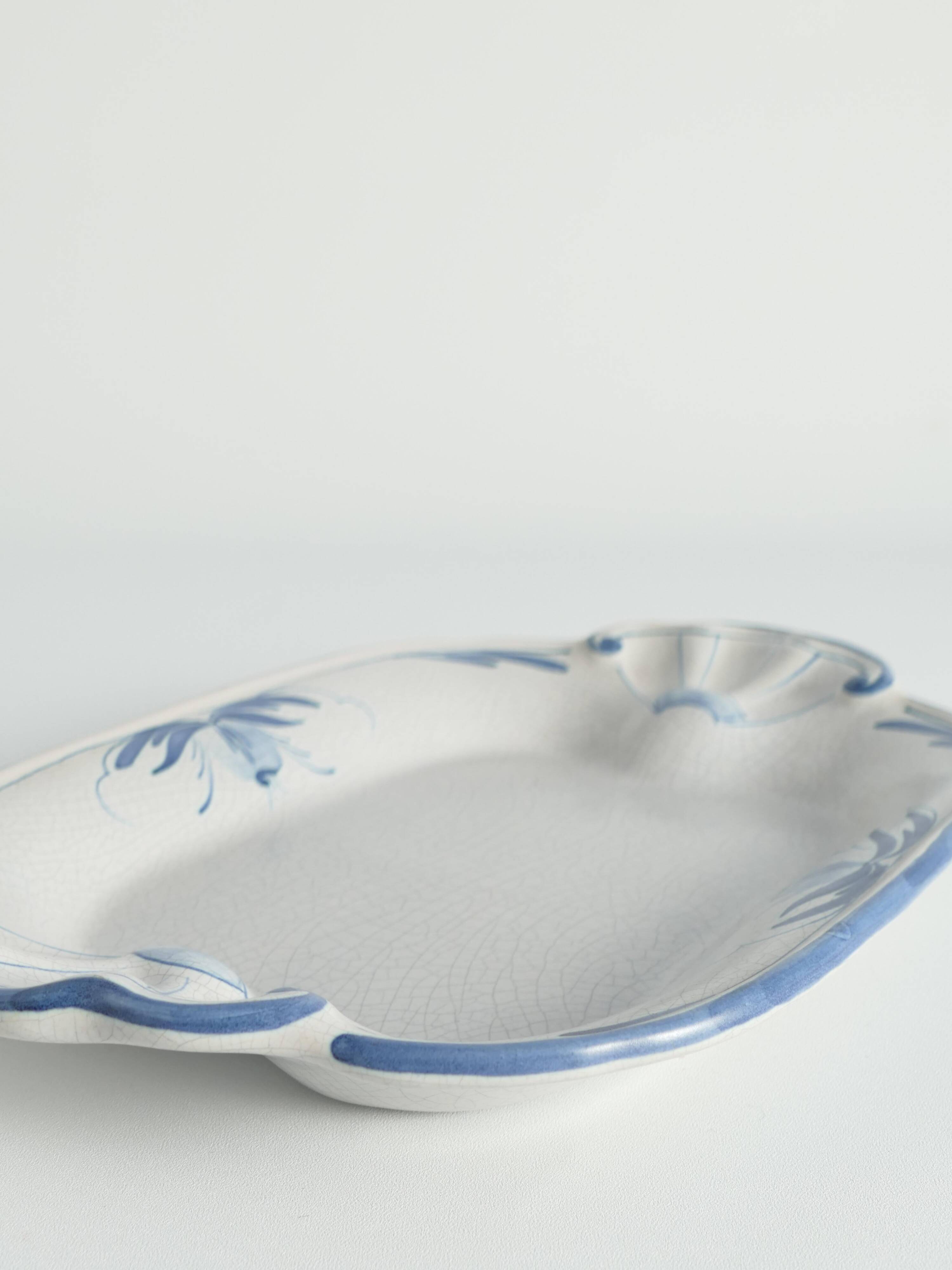 Art Deco French Blue Floral Decor Plate by Allan Eberling, Bo Fajans