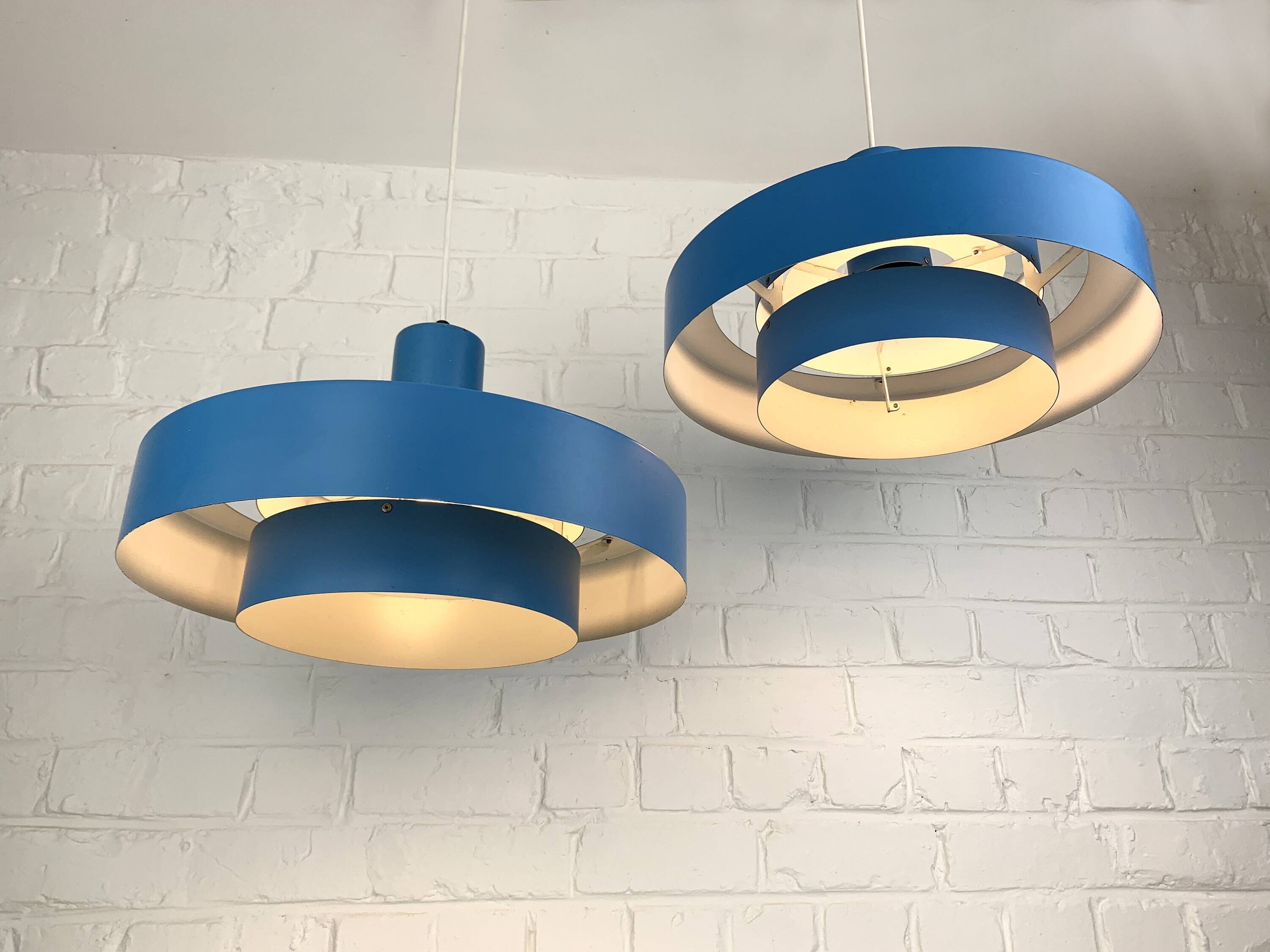 Paire de suspensions Equator bleues par Jo Hammerborg pour Fog & Mørup, 1968