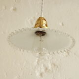 Hanging Lampshade former opaline white edging transparent