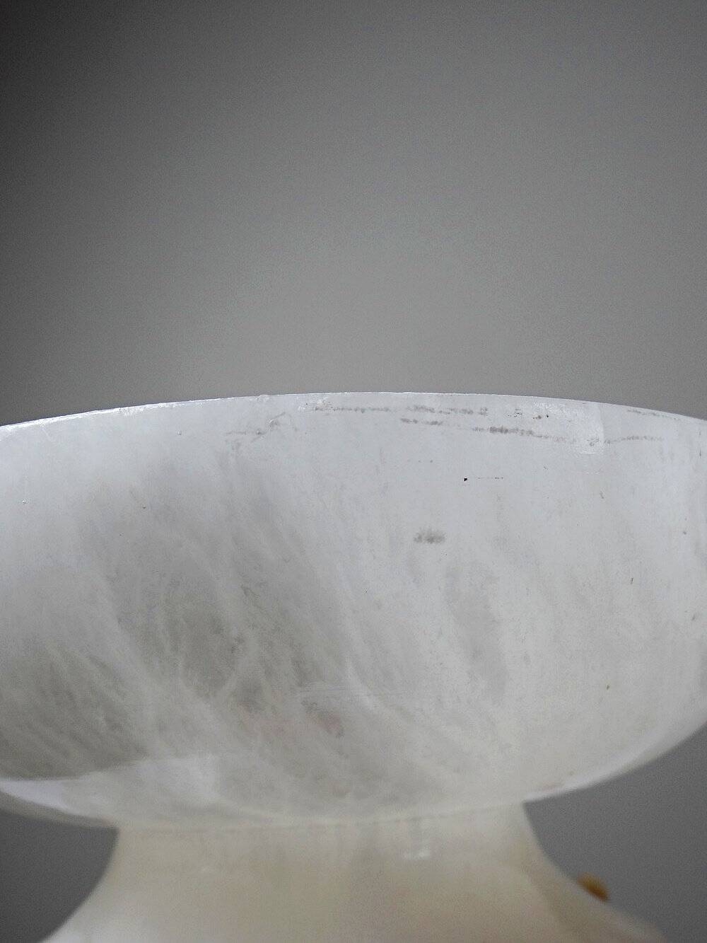 Coupe ou vide-poche vintage en albâtre blanc, Italie années 60-70