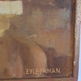 Tableau ancien paysage ocre G.Zylberman