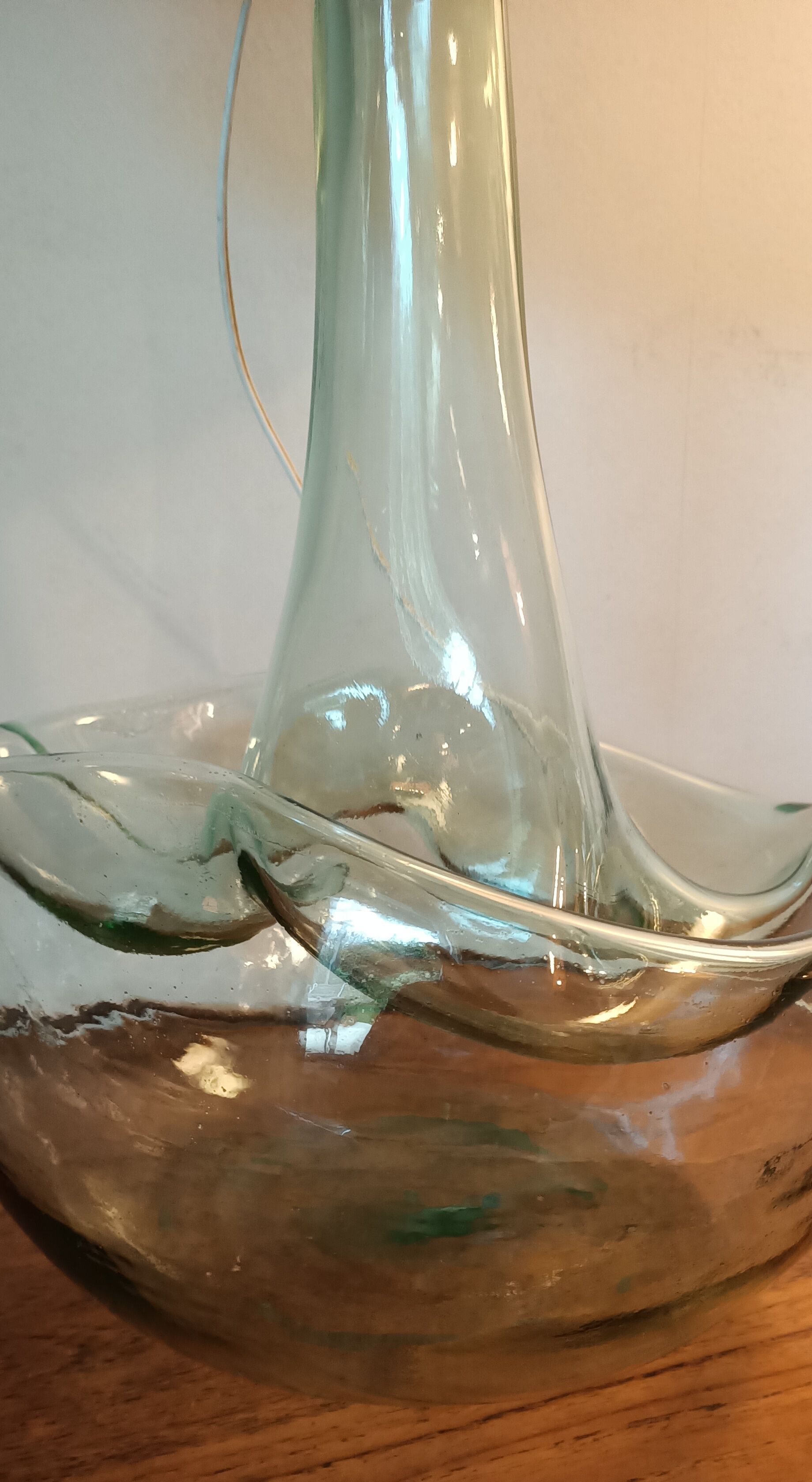 High glass lamp and vintage alpaca