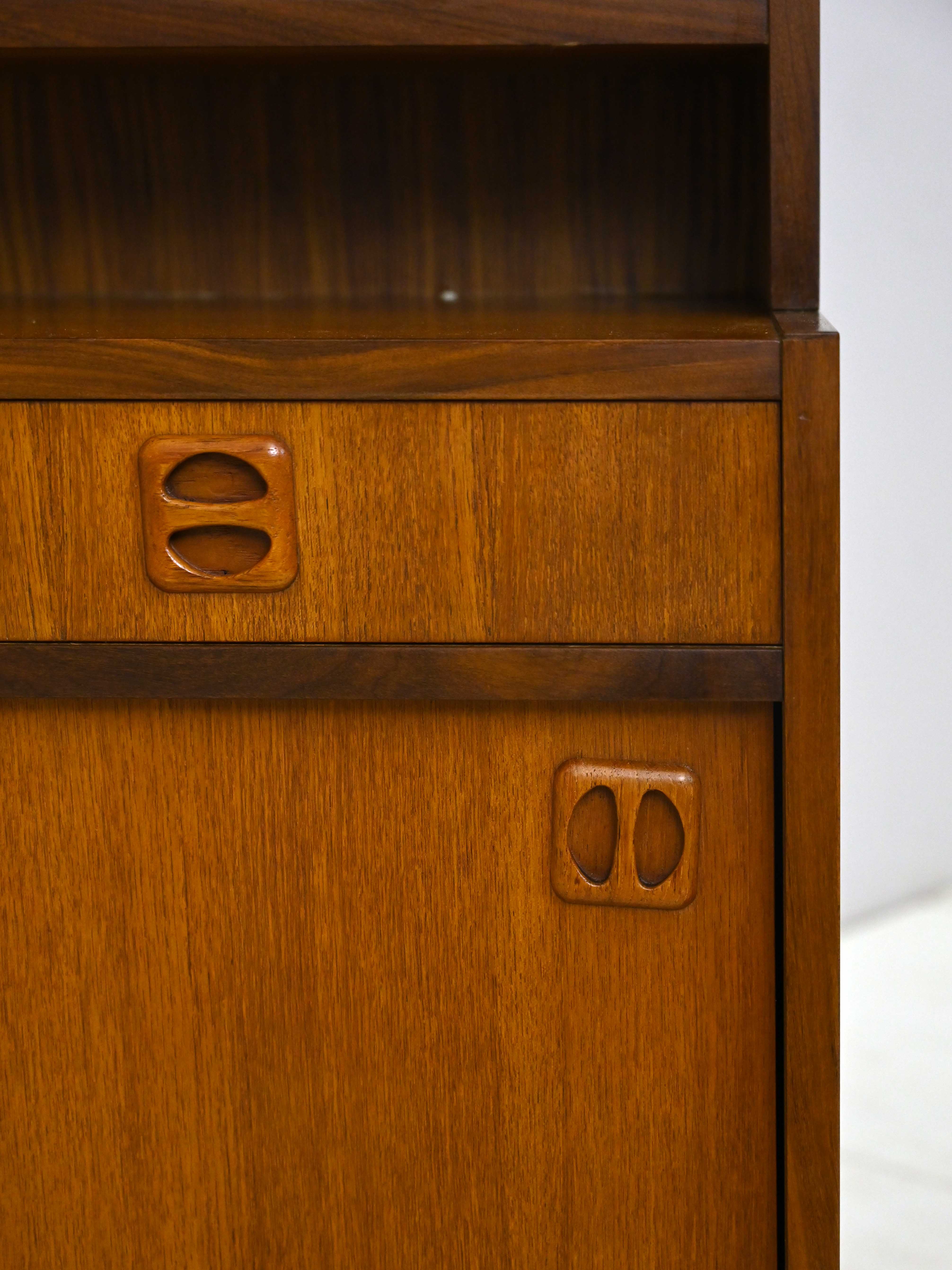 Scandinavian bookcase with bar compartment