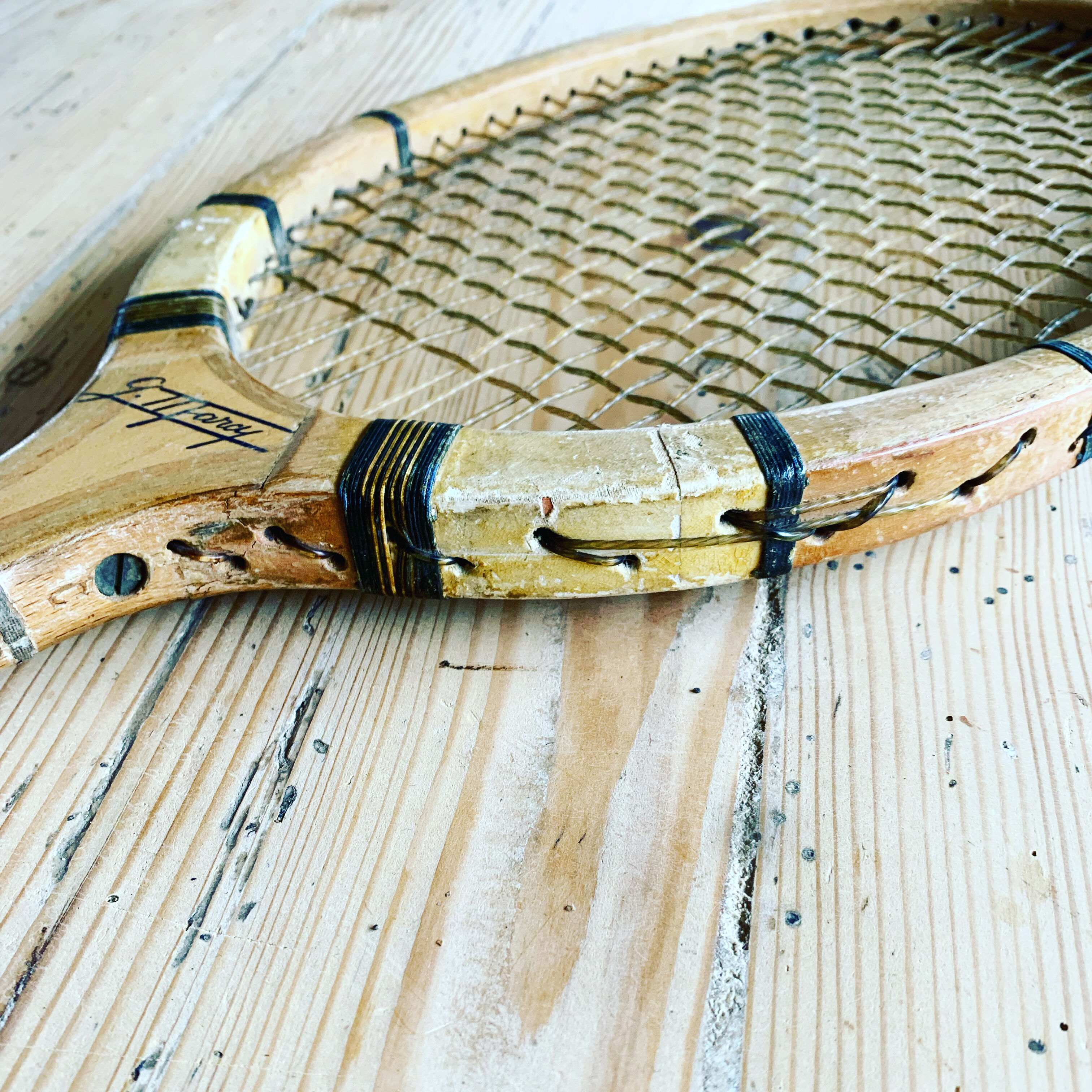 Vintage wooden tennis racket