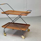 Minimalistic Paul Nagel Teak and Steel Teatrolley. Germany, 1950s