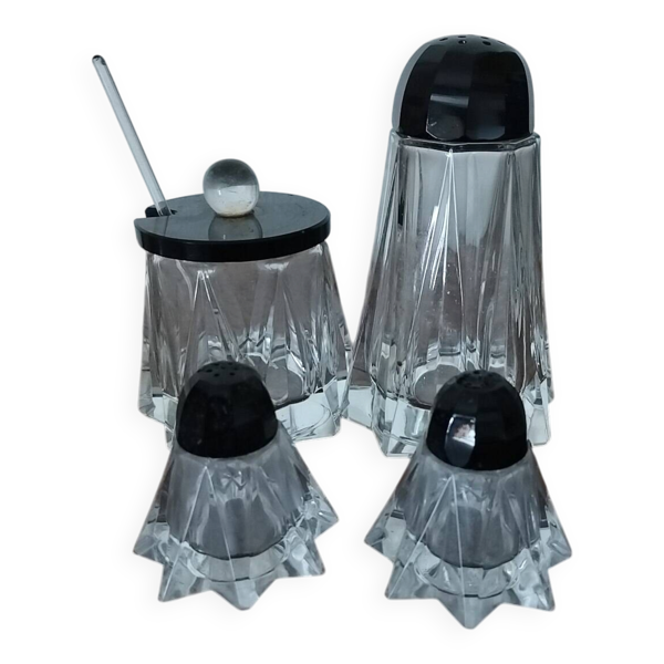 Salière, Poivrier, moutardier, sucrier en cristal