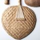 Trio of wall decorations in straw and wicker, 70s
