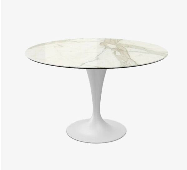 Table ronde ''Flûte'' Cinna (Ligne Roset) – Céramique Marbre Arabesco 120cm