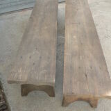 Pair of rustic farm table bench