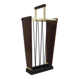 Umbrella stand, walking stick holder in brass, teak and metal, Germany, 1960s