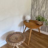 Tabouret en osier pieds croisés