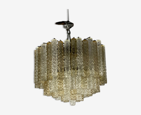 Lustre vénitien en verre de murano champagne et incolore par venini