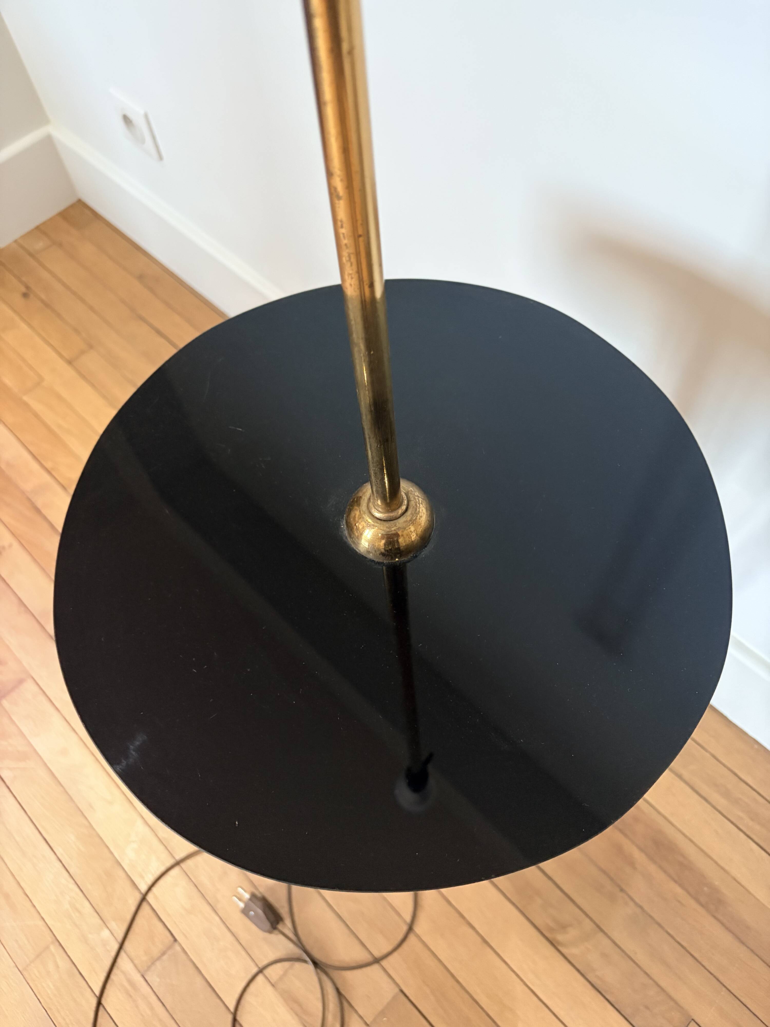 Art Deco lamp brass and black glass 260415