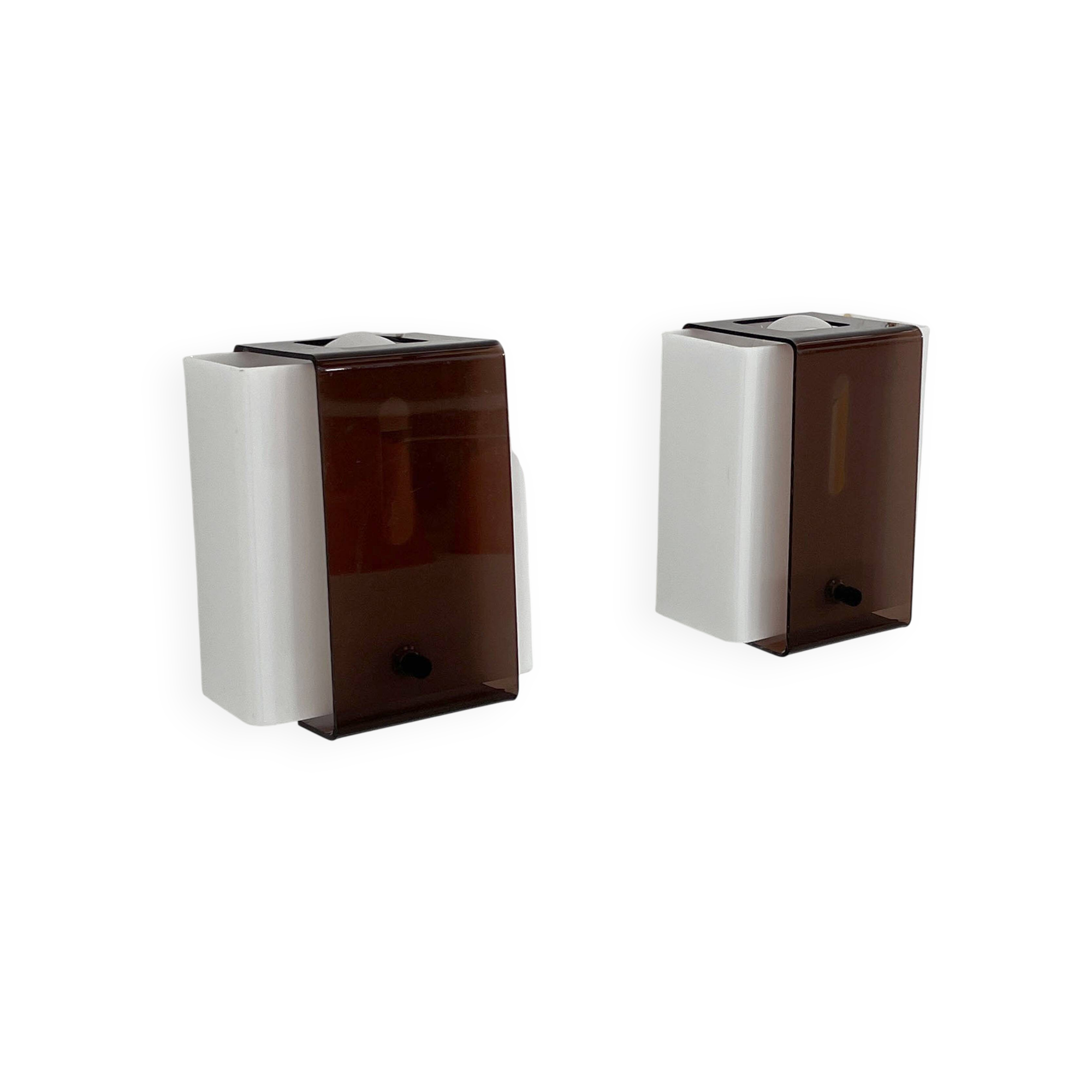 Pair of Space Age smoked wall sconces, 1970s