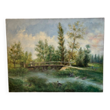 Landscape with a bridge signed in 1897