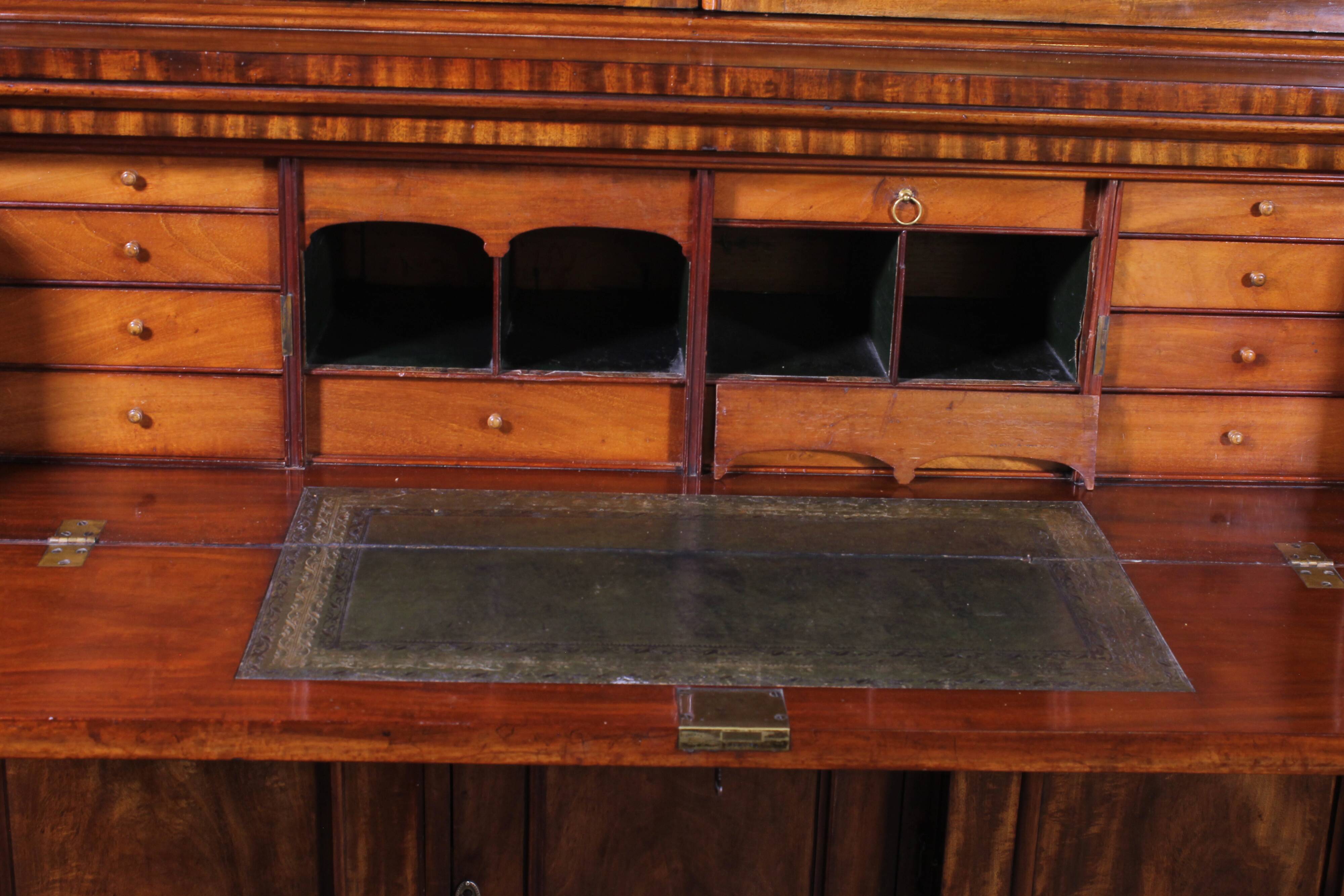 Display Cabinet or Mahogany Bookcase with Secretary - 19th Century