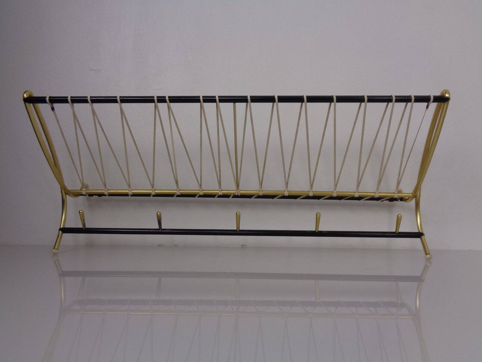 Vintage German wall coat rack with hat rack, 1950s