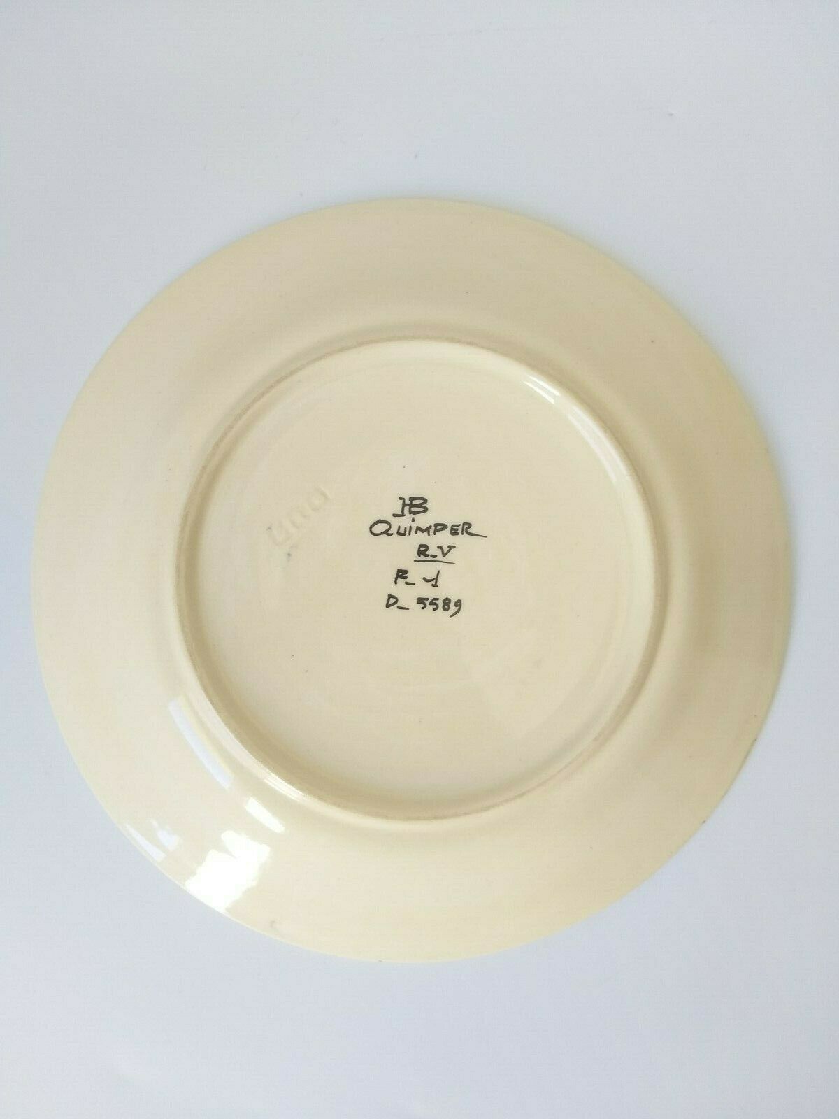 Plate hb quimper boat la madame 1678 rv f1 d5589 lisere bleu