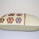 White Turkish Kilim cushion cover