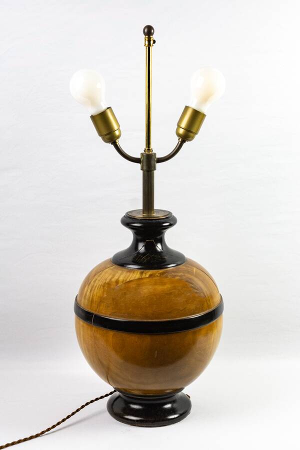 Turned wooden ball lamp base
