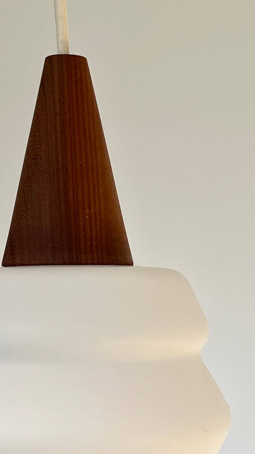 Scandinavian opaline pendant light by Louis Kalff for Philips