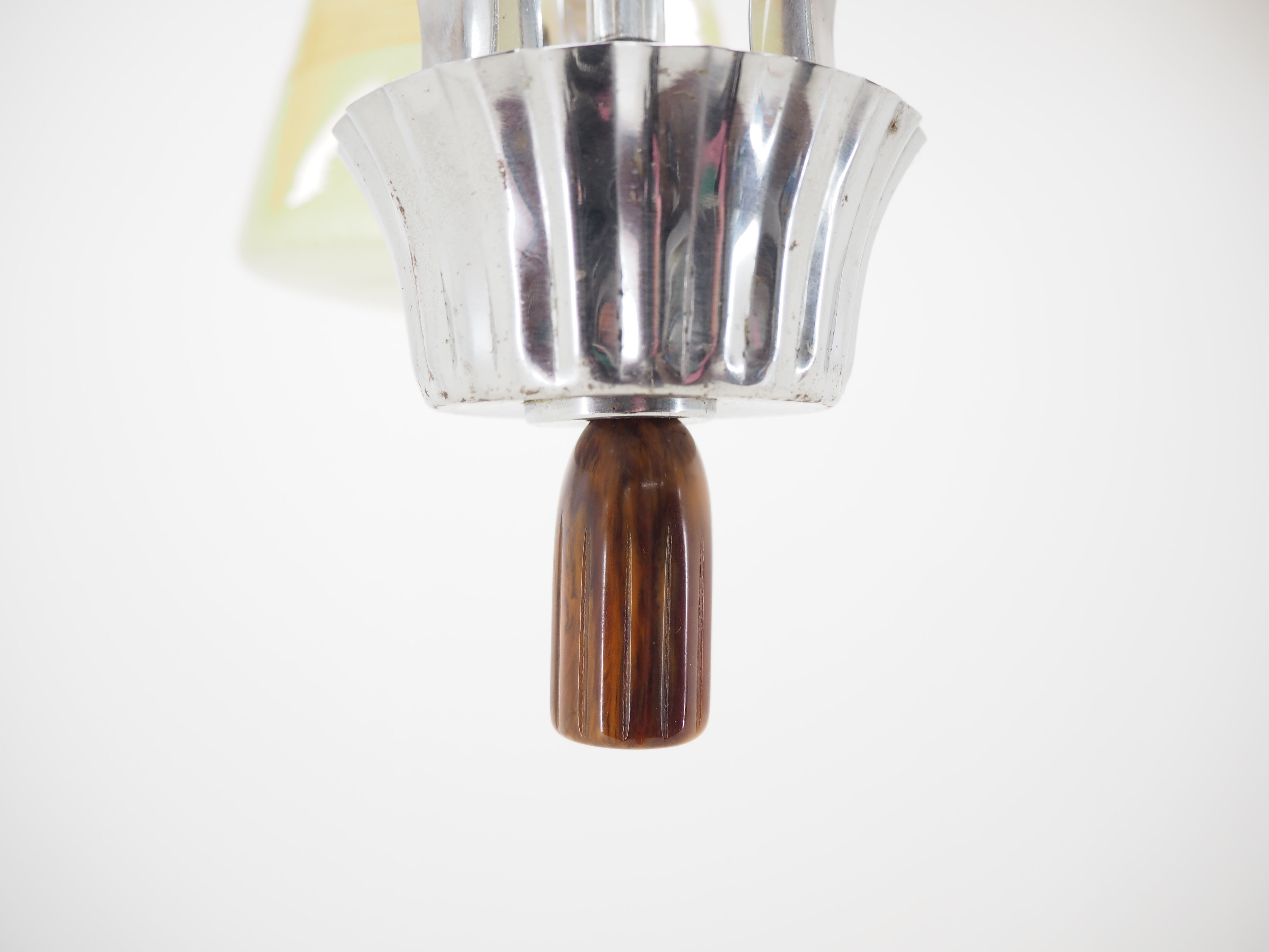 Midcentury Chrome and Glass Chandelier, Czechoslovakia 1960s