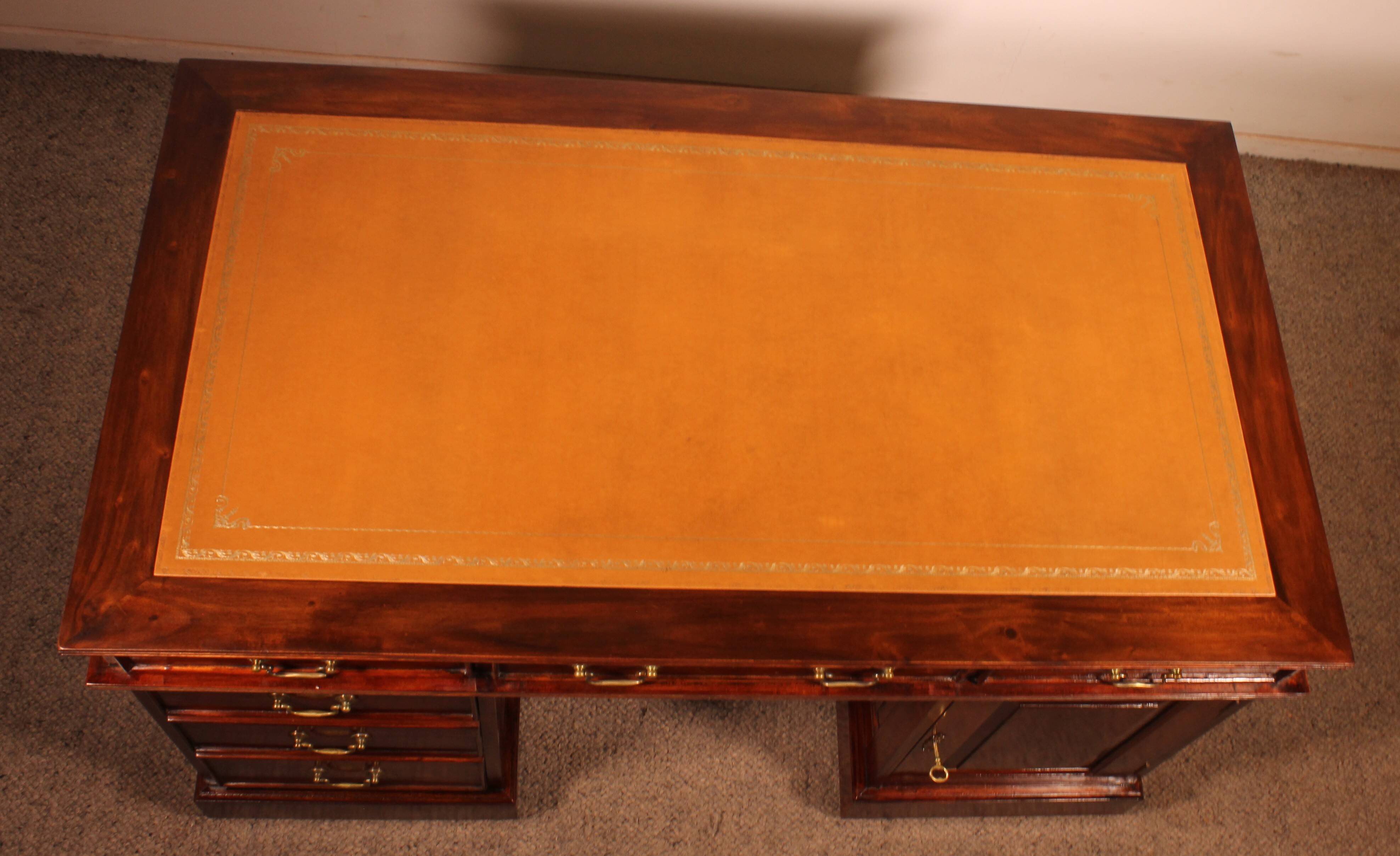 English mahogany pedestal desk
