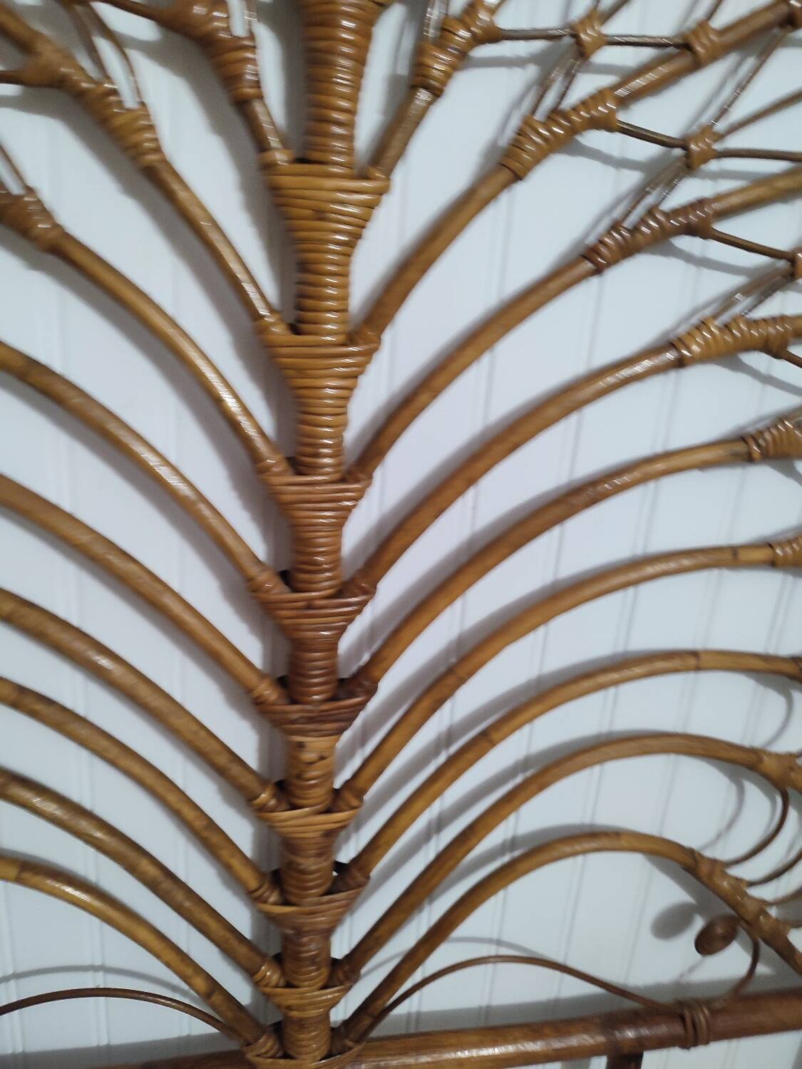Vintage rattan “Peacock” headboard