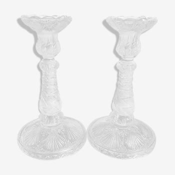 Pair of molded glass chandeliers