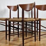 Set of 4 Scandinavian chairs by Peter Hvidt – teak & cord – 1960s