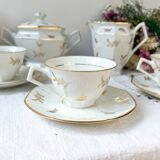 Vintage tea/coffee set in white porcelain with Limoges gold trim
