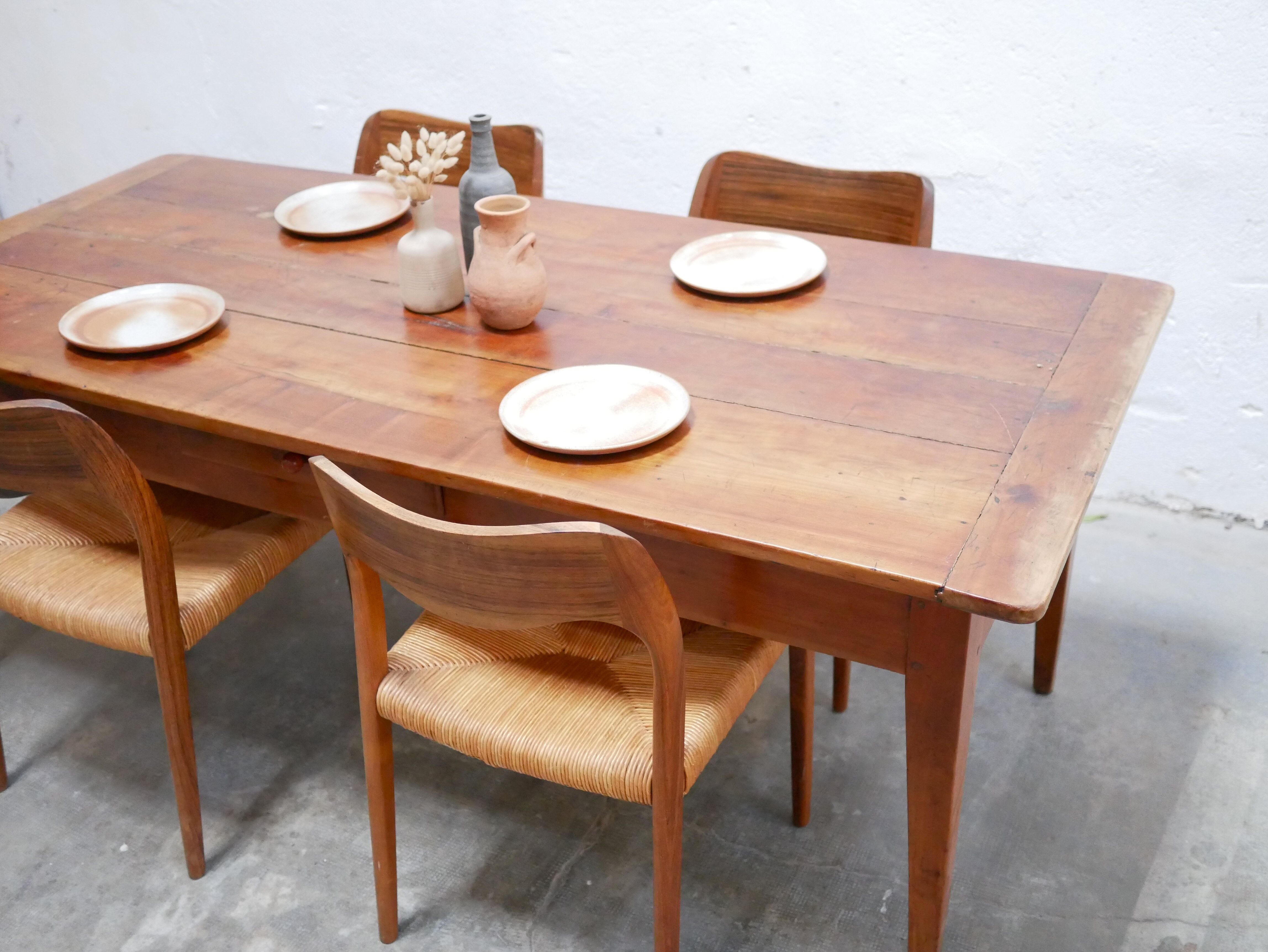 Vintage wooden farmhouse dining table