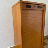 1960s wooden curtain filing cabinet