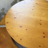 Set of round table and 4 rounded benches, 1950