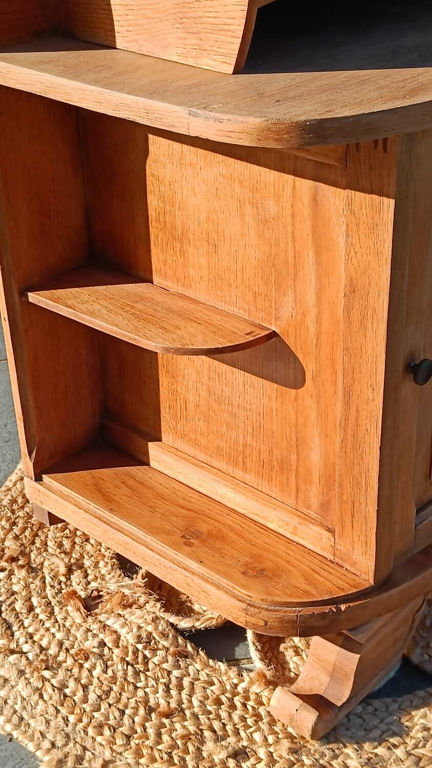 Art Deco bedside table in raw wood
