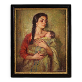 Spanish painting signed Maternity 20th century