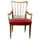 Austrian Dining Chairs in Walnut and Red Leather by Oswald Haerdtl from the Mid-Century