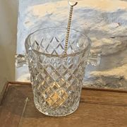 Ice bucket and its vintage 1950 gold metal spoon