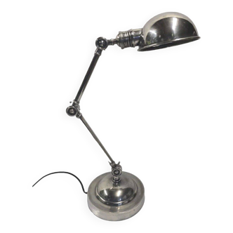 articulated desk lamp in chrome-plated brass