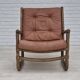 1970s, Scandinavian armchair, original very good condition, bamboo, leather.