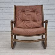 1970s, Scandinavian armchair, original very good condition, bamboo, leather.