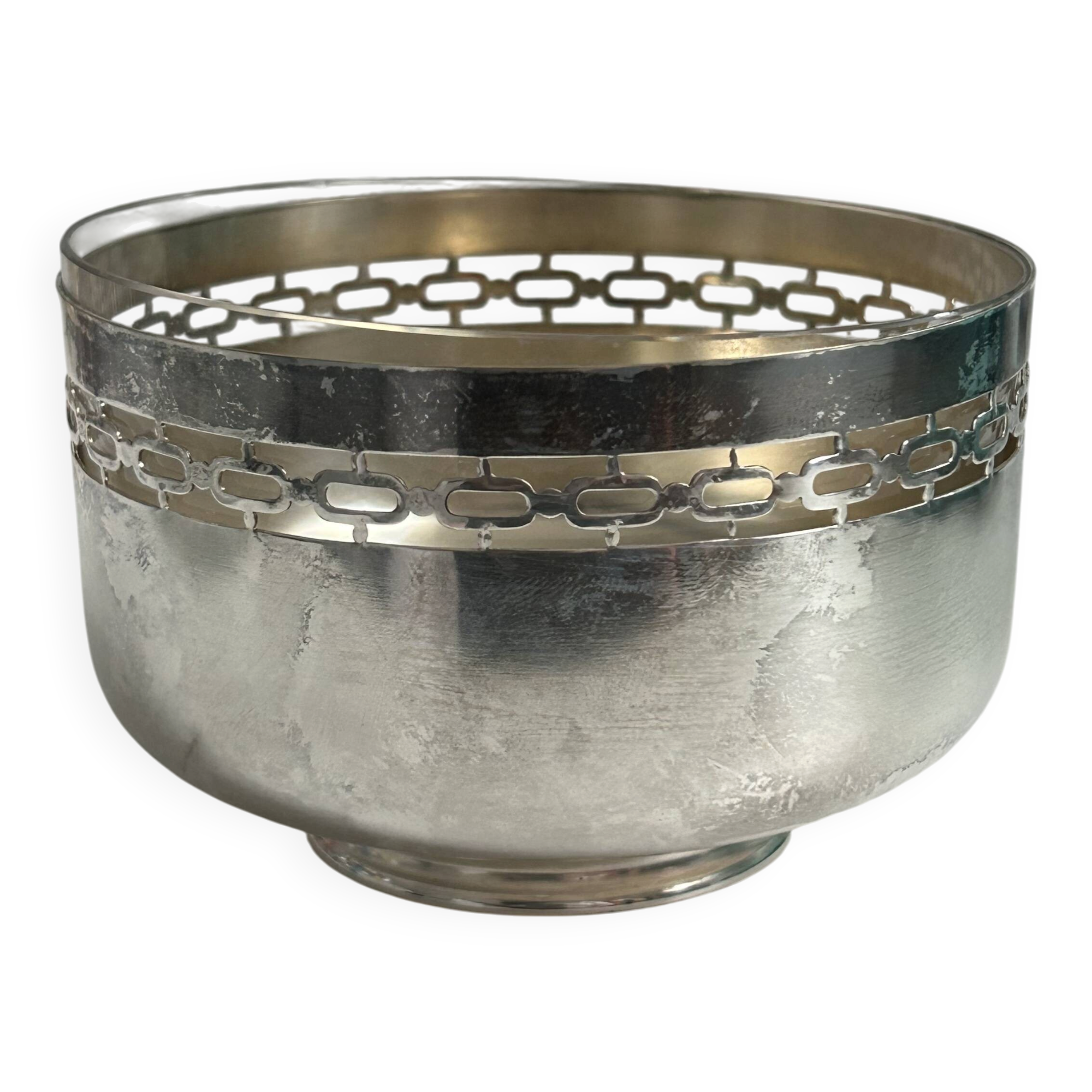Vintage silver cup with a glass interior.