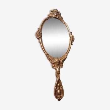 Miroir face a main bronze dore